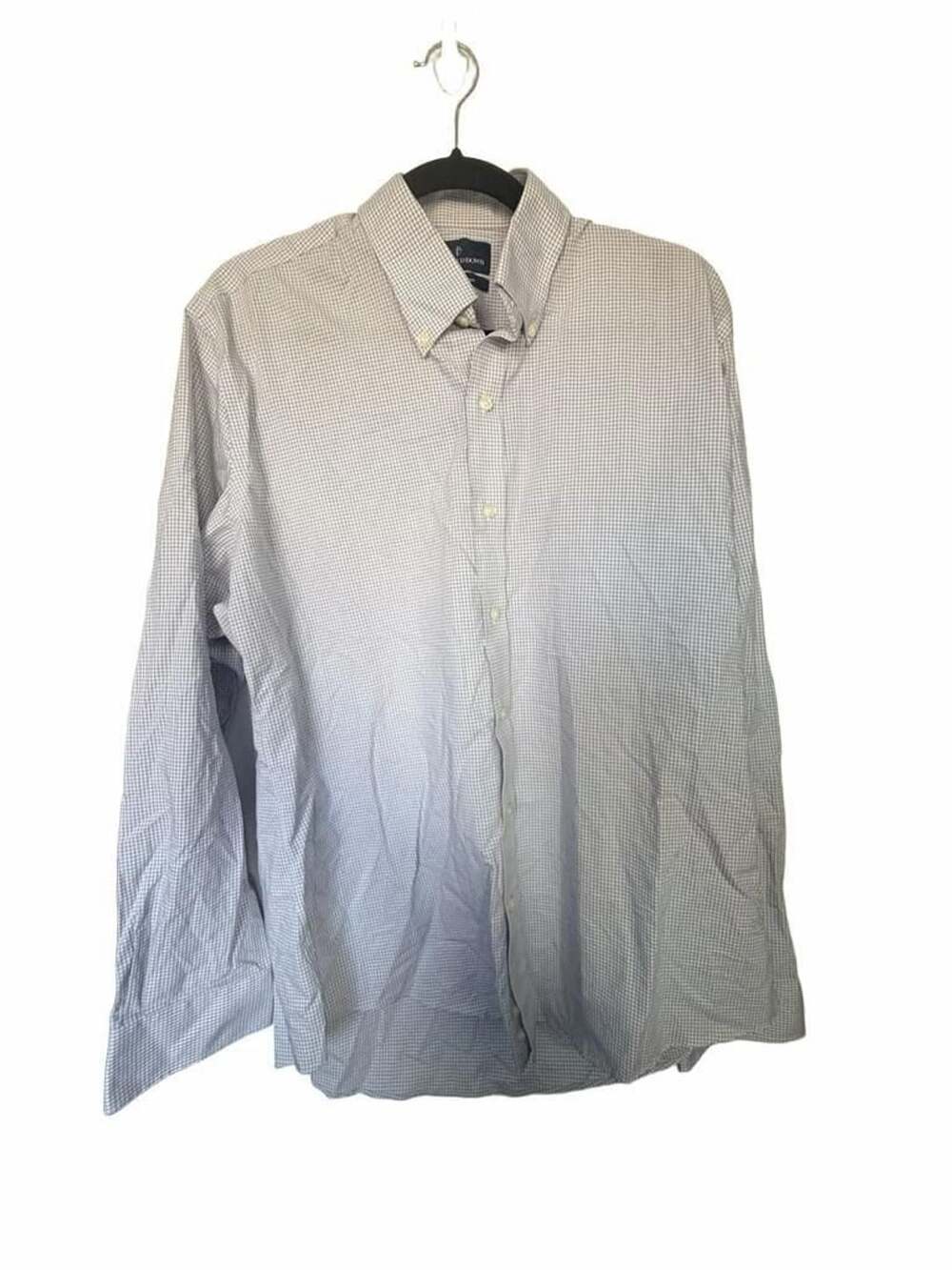 Buttoned Down Slim Fit Dress Shirt Size 17 35 Blue Gingham_208